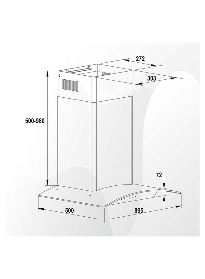 Nobel - 90Cm Built-In Hoods With 3 Speeds, Touch Control, Digital Display, Aluminum Foil Pipe With Carbon Filter, Stainless Steel Baffle Filter Nobel NCH90CG Silver - Image 1