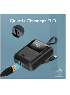 PROMATE 10000 mAh 10000 mAh Power Bank, Universal Ultra-Compact Portable Charger With Built-In 35W USB-C Cable, 35W USB-C Power Delivery Port And 18W USB-A QC 3.0 Port For iPhone 16, Galaxy S25, Power Pod-10 - Black  - Image 4