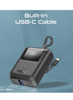 PROMATE 10000 mAh 10000 mAh Power Bank, Universal Ultra-Compact Portable Charger With Built-In 35W USB-C Cable, 35W USB-C Power Delivery Port And 18W USB-A QC 3.0 Port For iPhone 16, Galaxy S25, Power Pod-10 - Black  - Image 2