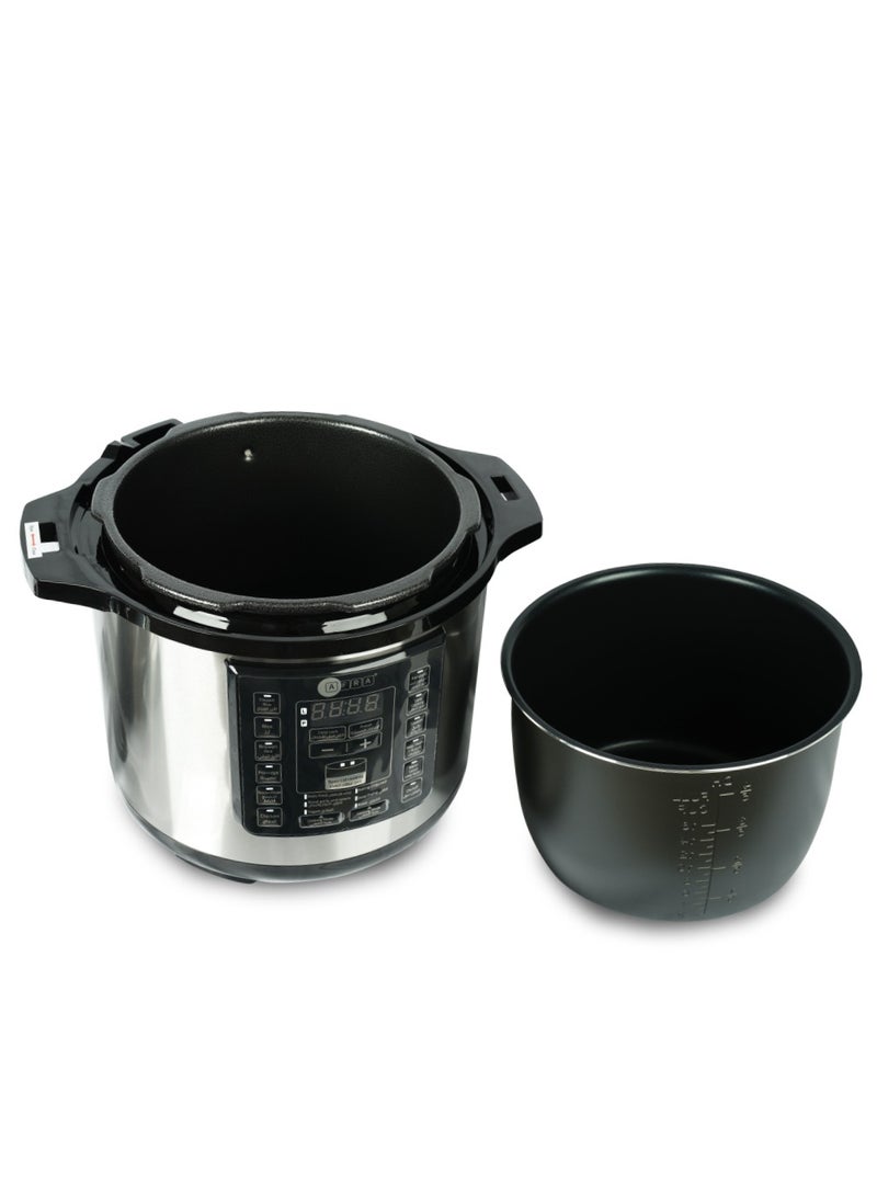 AFRA Electric Pressure Cooker | 10L Capacity | 1400W | Multifunctional | Non-Stick Cooking Pot | Stainless Steel Outer Pot | Aluminum Inner Pot | 2-Year Warranty 10 L 1300 W AF-1035PCSS Black/Silver - Image 3