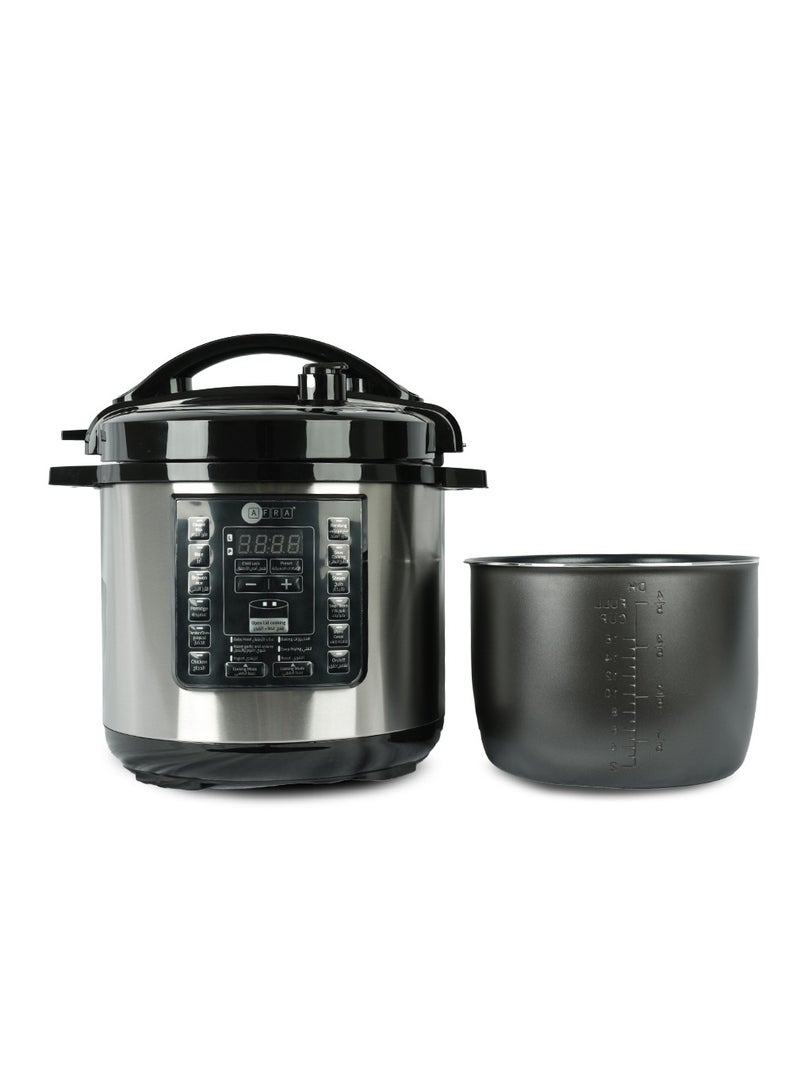 AFRA Electric Pressure Cooker | 10L Capacity | 1400W | Multifunctional | Non-Stick Cooking Pot | Stainless Steel Outer Pot | Aluminum Inner Pot | 2-Year Warranty 10 L 1300 W AF-1035PCSS Black/Silver - Image 2