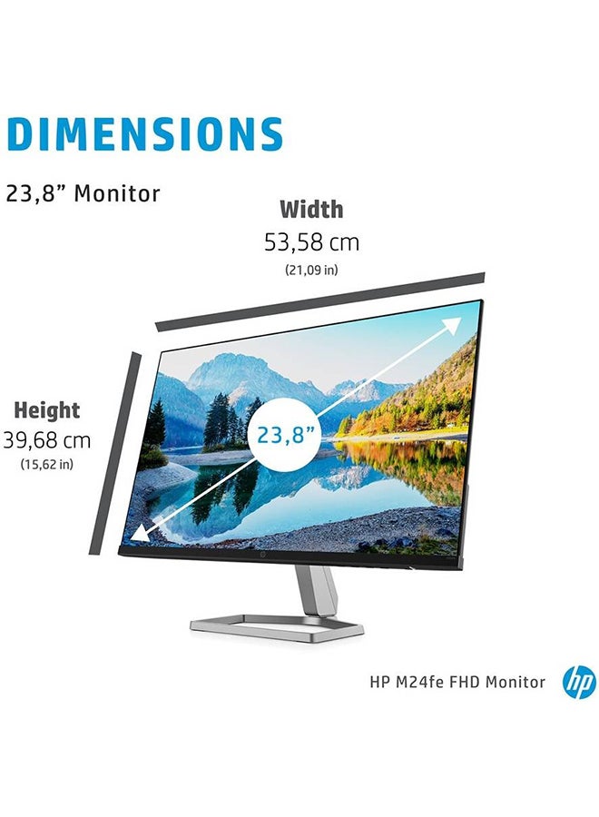 HP - 23.8-inch M24Fe FHD IPS Display Monitor, 75Hz Refresh Rate, 5ms (GtG with Overdrive) Response Time, AMD FreeSync Technology, 3-Sided Micro-Edge, 1 VGA, 1 HDMI | 43G27AS#ABV Black - Image 1