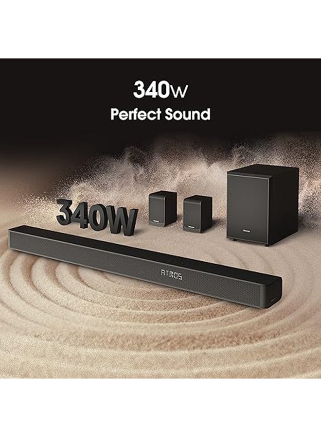 Hisense - 5.1 Channel 340W Dolby Atmos Soundbar With Wireless Subwoofer And Rear Speakers AX5100G Black - Image 1