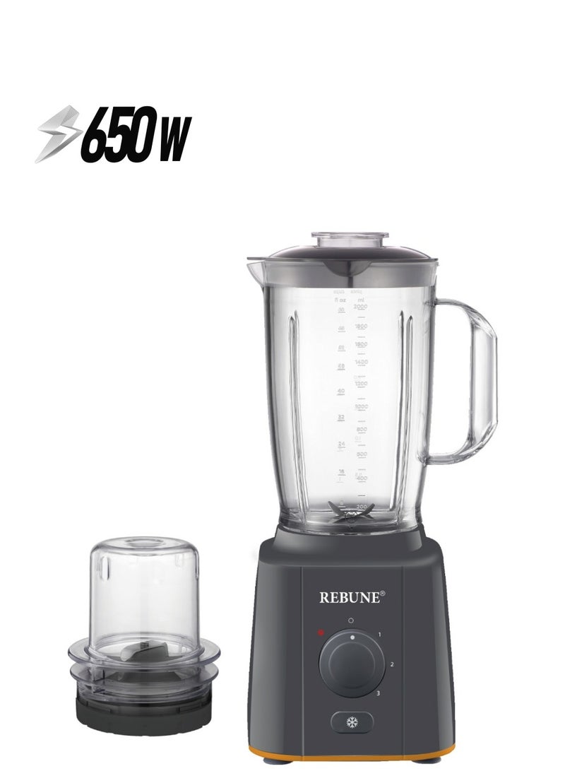 REBUNE Electric Blender And Spice Grinder 650 W RE-2-140B Black  - Image 1