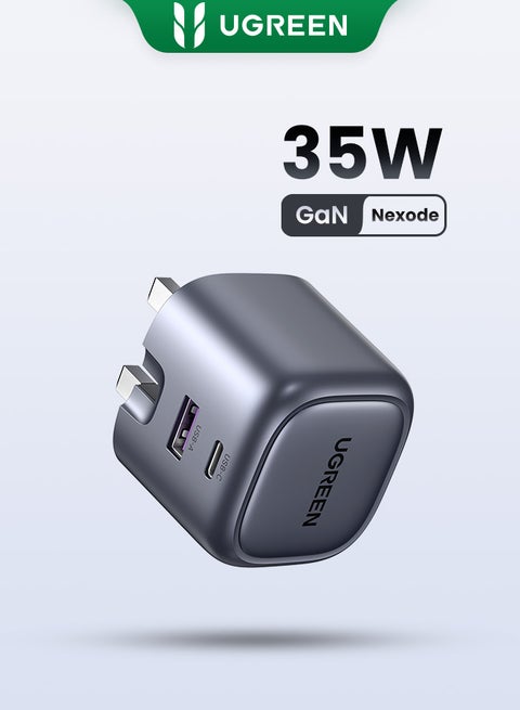 Nexode 35W USB C Charger Fast Charging GaN Tech Type C Plug Compact Travel Power Adapter For iPhone 16 15 Series iPad Air Samsung Galaxy Huawei Xiaomi Apple Watch S10 Airpods 4 Grey