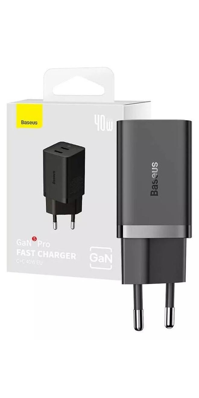 بيسوس شاحن سريع OS-Baseus GaN5 Pro C+C بقوة 40 وات بالاتحاد الأوروبي - Image 1