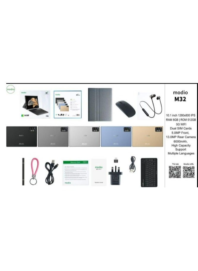 modio - M32 5G Android Tablet PC 10.1 Inch 8Gb Ram 512Gb Rom Dual Sim 6000mAh Wireless Keyboard And Mouse - Image 1