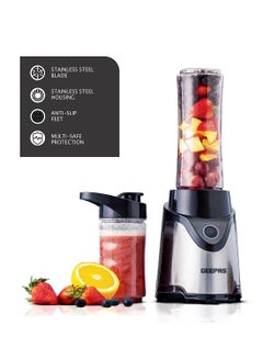 GEEPAS Personal Blender | Stainless Steel Blade - Safety Lock, 570ml & 400ml BPA-Free Tritan Jar, Multi- Safe Protection, Abs Plastic Housing 500 W GSB44075 Black  - Image 1