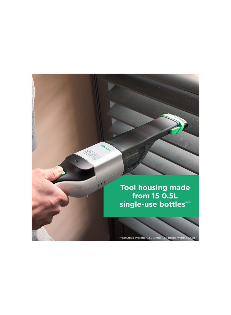 BLACK+DECKER Reviva 7.2V 2Ah Cordless Eco Hand Vacuum Made From 50% Recycled Material With 100% Sustainable Packaging, 200 W REVHV8C-GB Multicolour  - Image 4
