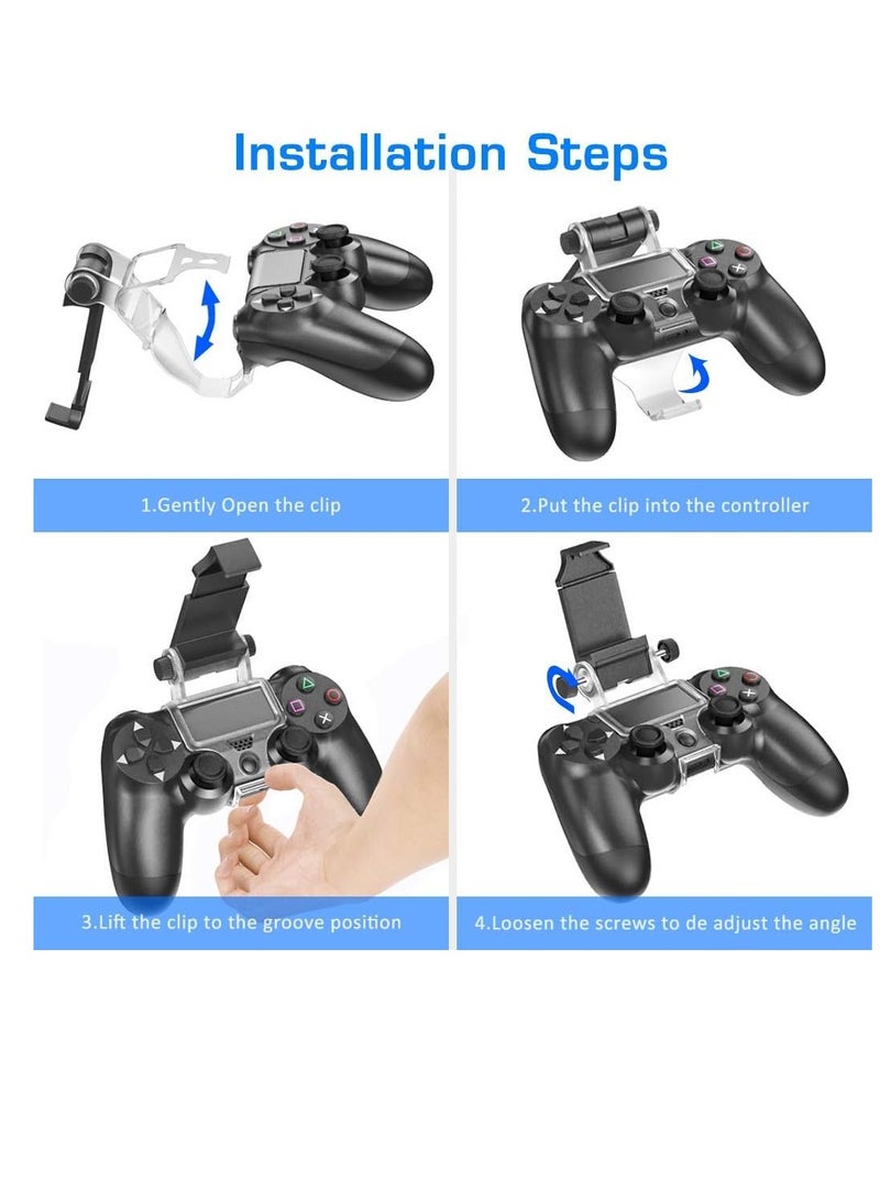 Oivo - PS4 Controller Phone Mount Clip For Remote Play Mobile Gaming Clamp Bracket Phone Holder With Adjustable Stand Compatible With Dualshock 4 PS4 Slim PS4 Pro Controllers - Image 1