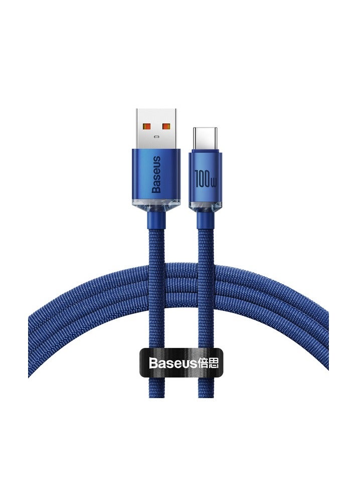 بيسوس - كابل بيانات Baseus Crystal Shine للشحن السريع من USB إلى Type-C بقوة 100 وات بطول 1.2 متر - Image 1