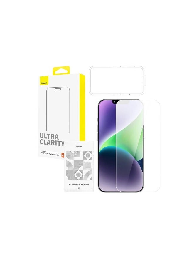 Baseus OS-Baseus Diamond Series HD All-Tempered-Glass Screen Protector for iP 13 Pro Max/14 Plus, (Pack of 1, with cleaning kit and EasyStick installation tool) Clear  - Image 1