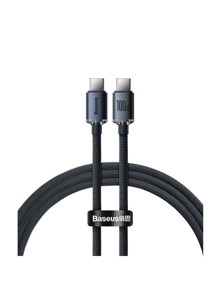 Baseus - Baseus Crystal Shine Series Fast Charging Data Cable Type-C to Type-C 100W 1.2m Black - Image 1