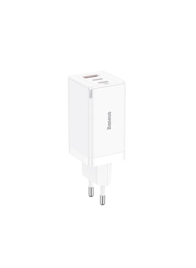 Baseus Baseus GaN5 Pro Fast Charger 2C+U 65W EU  (Include：Baseus Xiaobai series fast charging Cable Type-C  to Type-C 100W(20V/5A) 1m ） White - Image 1