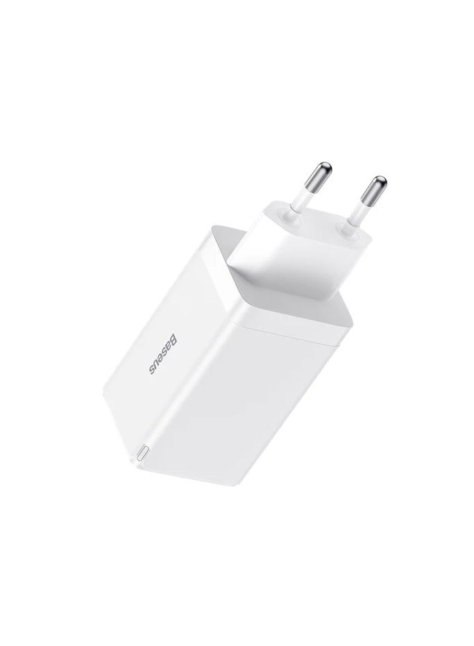 Baseus Baseus GaN5 Pro Fast Charger 2C+U 65W EU  (Include：Baseus Xiaobai series fast charging Cable Type-C  to Type-C 100W(20V/5A) 1m ） White - Image 2