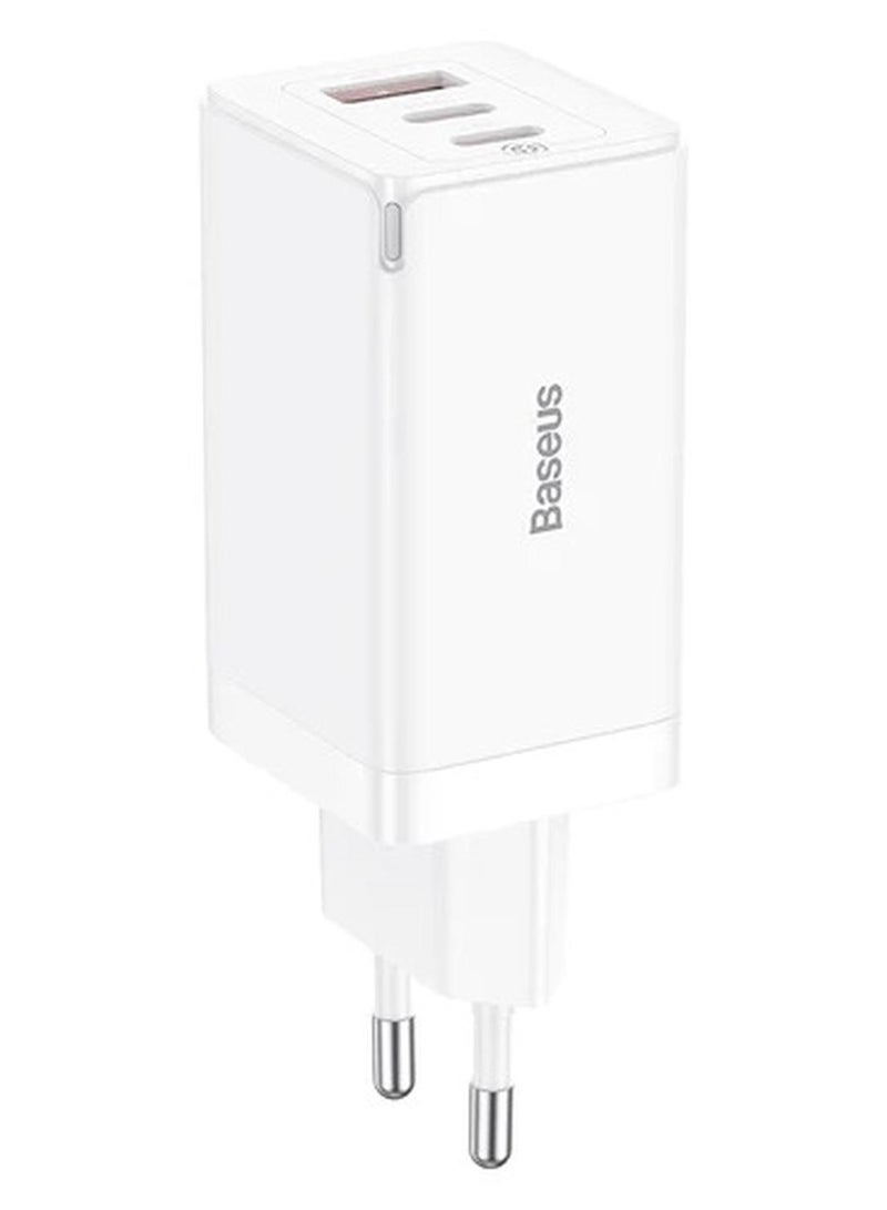 Baseus GaN5 Pro Fast Charger 2C+U 65W EU  (Include：Baseus Xiaobai series fast charging Cable Type-C  to Type-C 100W(20V/5A) 1m ） White - Image 1