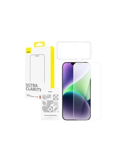 Baseus OS-Baseus Sapphire Series HD Tempered Glass Screen Protector (with Dust Filter) for iP 13 Pro Max/14 Plus, Clear (Pack of 1, with cleaning kit and dust-proof installation tool) Clear  - Image 1
