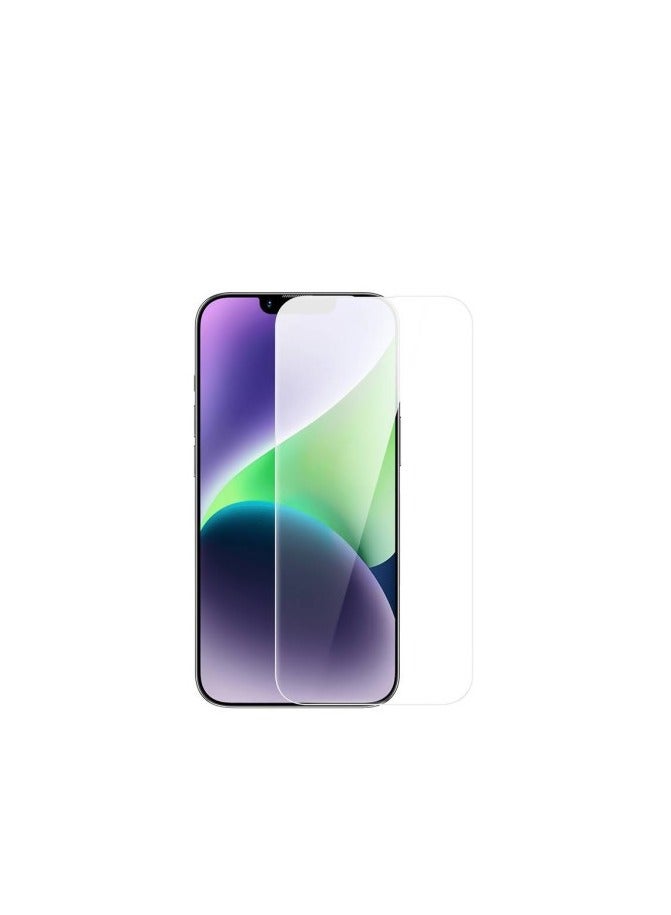 بيسوس واقي شاشة من الزجاج المقوى عالي الدقة من OS-Baseus Sapphire Series (مع فلتر للغبار) لجهاز iP 13 Pro Max/14 Plus، شفاف (عبوة من قطعة واحدة، مع مجموعة تنظيف وأداة تثبيت مقاومة للغبار) - Image 2