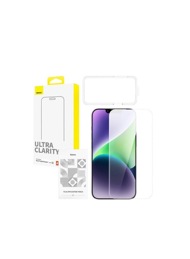 Baseus OS-Baseus Diamond Series HD All-Tempered-Glass Screen Protector for iP 13/13 Pro/14, (Pack of 1, with cleaning kit and EasyStick installation tool) Clear  - Image 1