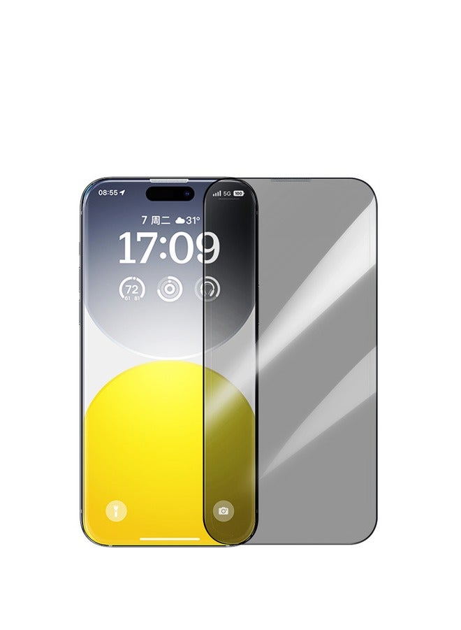 Baseus OS-Baseus Sapphire Series Privacy Protection Tempered Glass Screen Protector (with Built-in Dust Filter) for iP 15 Pro, Clear (Pack of 1, with cleaning kit and dust-proof installation tool) Clear  - Image 2