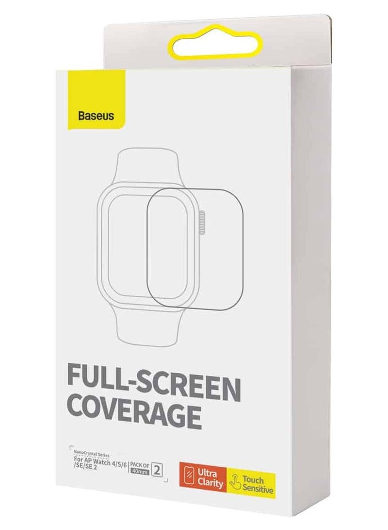 Baseus NanoCrystal Series Screen Protective Film 41mm for AP Watch 7/8, (Pack of 2, with 2 cleaning kits and scraper) Clear - Image 1