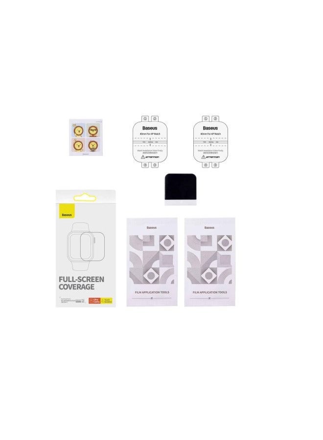 Baseus Baseus NanoCrystal Series Screen Protective Film 40mm for AP Watch 4/5/6/SE/SE 2, (Pack of 2, with 2 cleaning kits and scraper) Clear  - Image 2
