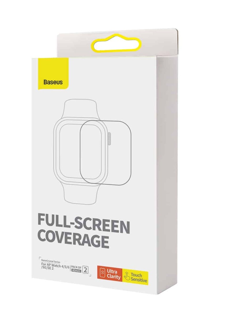 Baseus Baseus NanoCrystal Series Screen Protective Film 40mm for AP Watch 4/5/6/SE/SE 2, (Pack of 2, with 2 cleaning kits and scraper) Clear  - Image 3