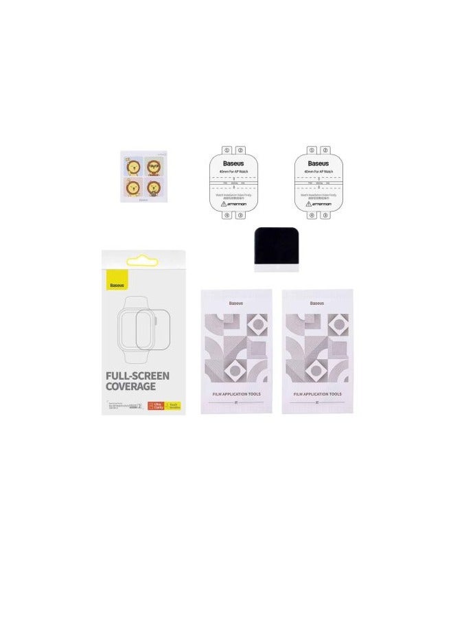 Baseus Baseus NanoCrystal Series Screen Protective Film 44mm for AP Watch 4/5/6/SE/SE 2, (Pack of 2, with 2 cleaning kits and scraper) Clear  - Image 2