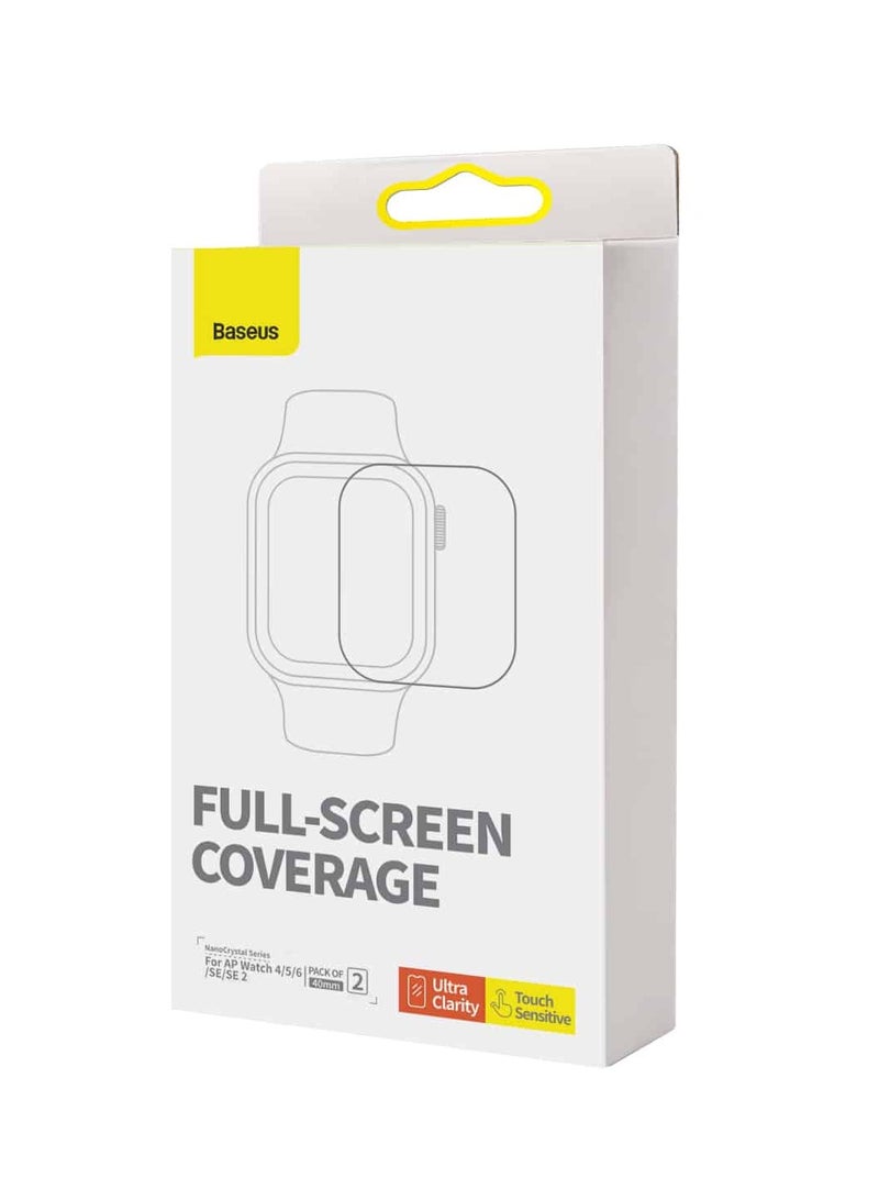 Baseus Baseus NanoCrystal Series Screen Protective Film 44mm for AP Watch 4/5/6/SE/SE 2, (Pack of 2, with 2 cleaning kits and scraper) Clear  - Image 3