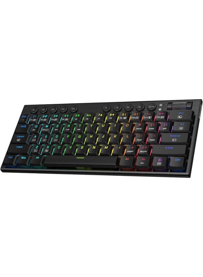 ريدراجون - Redragon K632 PRO Noctis 60% لوحة مفاتيح ميكانيكية RGB لاسلكية، بلوتوث/2.4 جيجا هرتز/لوحة مفاتيح سلكية ثلاثية الوضع رفيعة للغاية ومنخفضة للألعاب - Image 1