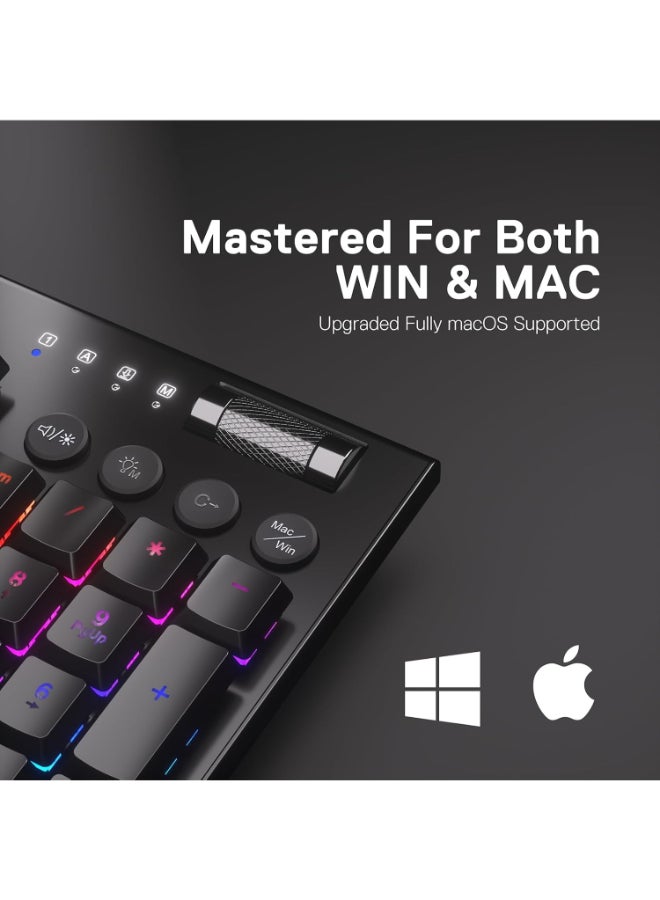 REDRAGON K618 Horus Wireless RGB Mechanical Keyboard, Bluetooth/2.4Ghz/Wired Tri-Mode Ultra-Thin Low Profile Gaming Keyboard w/No-Lag Cordless Connection, Dedicated Media Control & Linear Red Switch - Image 3