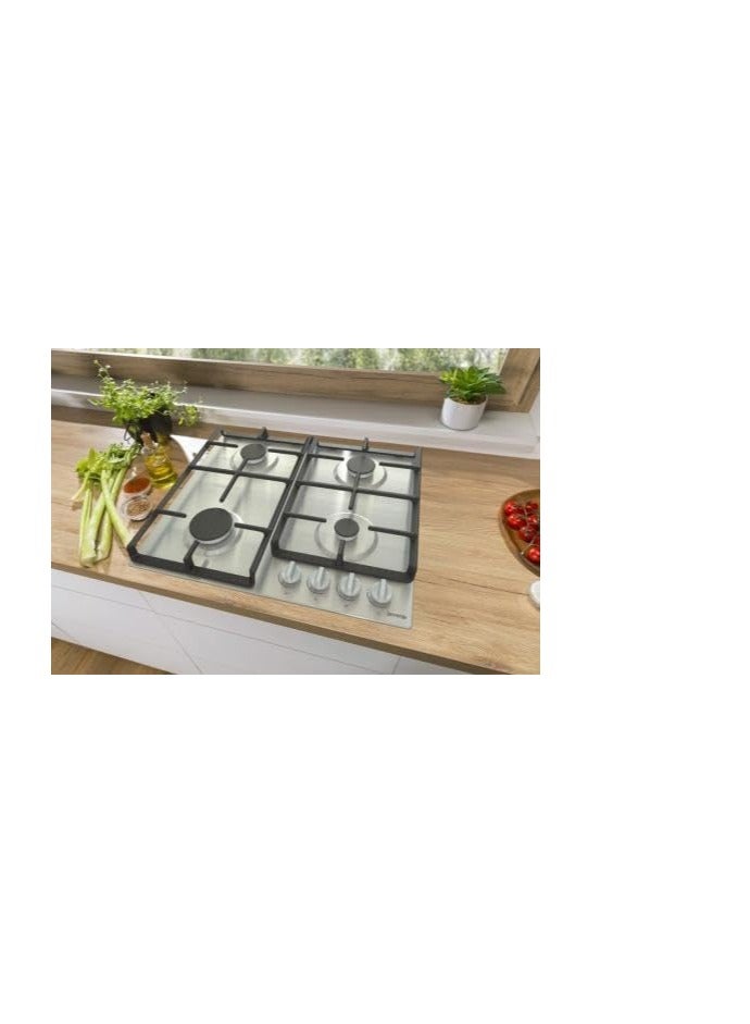 Gorenje Built in Gas Hob 60 cm, 4 burners, Front Knobs, self-igniting, Cast iron grid, G641EX Stainless steel - Image 4
