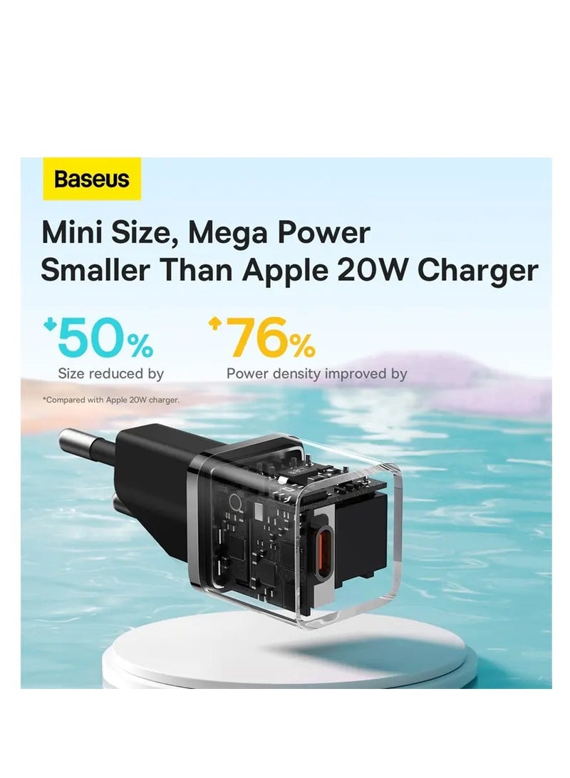 Baseus OS-Baseus GaN5 Fast Charger(mini) 1C 20W EU Black - Image 5