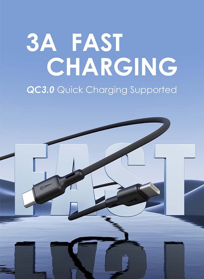 Oraimo Type C To Type C Cable,3A Fast Charging Cable for Smartphones, Tablets, Laptops And other Type C devices,multifunctional cable 1.5 Mtr long Black - Image 2