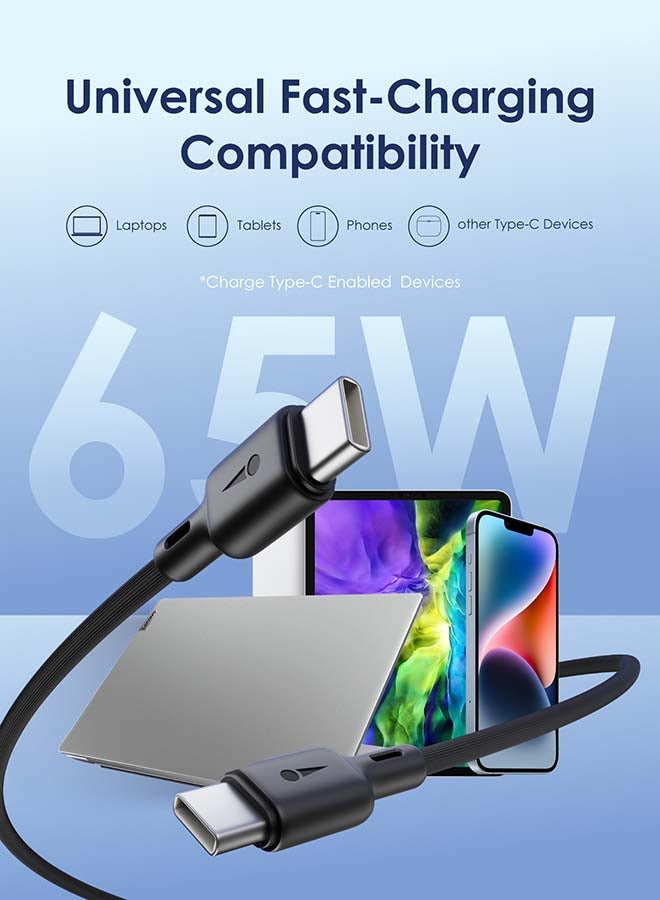 Oraimo Type C To Type C Cable,3A Fast Charging Cable for Smartphones, Tablets, Laptops And other Type C devices,multifunctional cable 1.5 Mtr long Black - Image 5