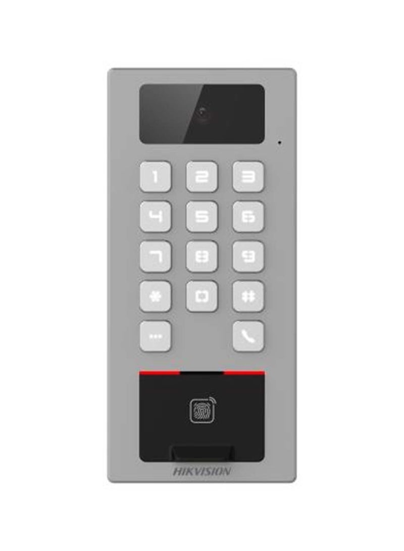 HIKVISION - DS-K1T502DBFWX-C Access Control Terminal. Manage Access Control And Intercom Functions In One Device; IP65 & IK09 Protections, Supports (Card, Fingerprint, PIN, Etc.) Grey - Image 1