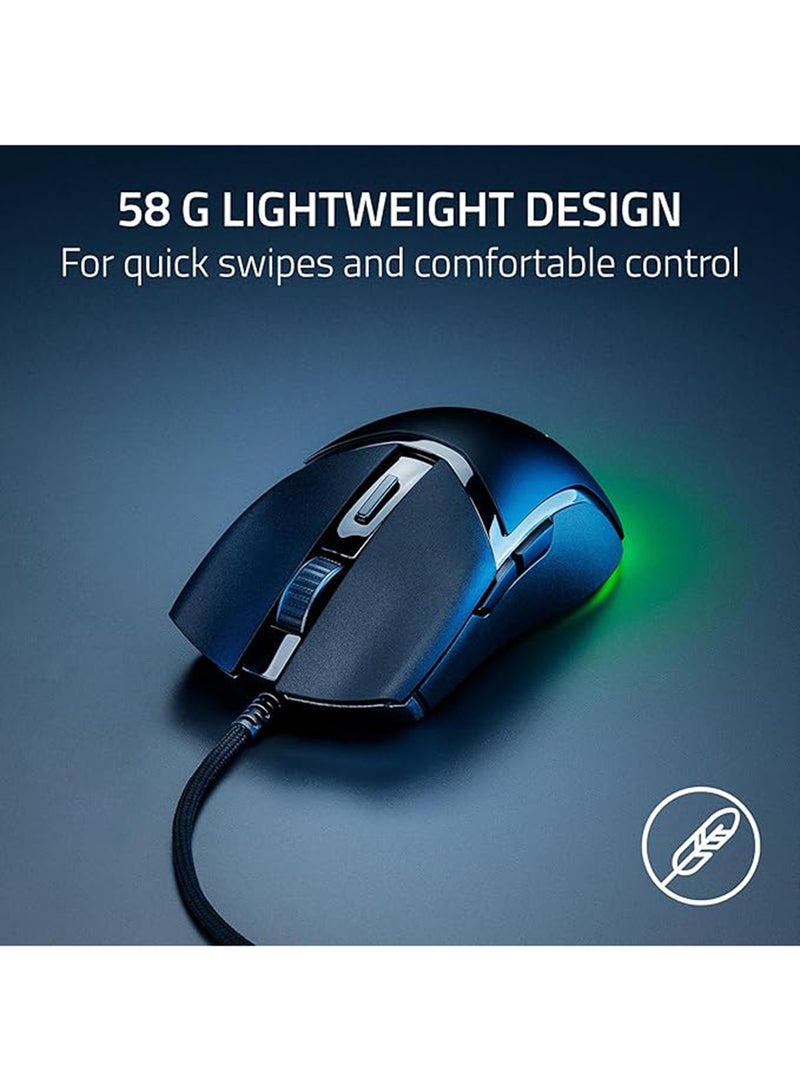 RAZER Cobra Lightweight Wired Gaming Mouse: 58g Lightweight Design - Gen-3 Optical Switches - Chroma RGB Lighting with Gradient Underglow - 8500 DPI Optical Sensor  Speedflex Cable - Black - Image 5