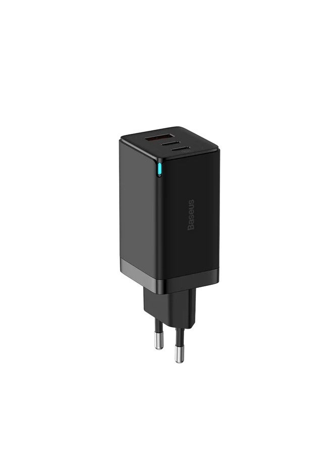 Baseus - Baseus GaN5 Pro Fast Charger 2C+U 65W  EU  (Include：Baseus Xiaobai series fast charging Cable Type-C  to Type-C 100W(20V/5A) 1m Black） Black - Image 1
