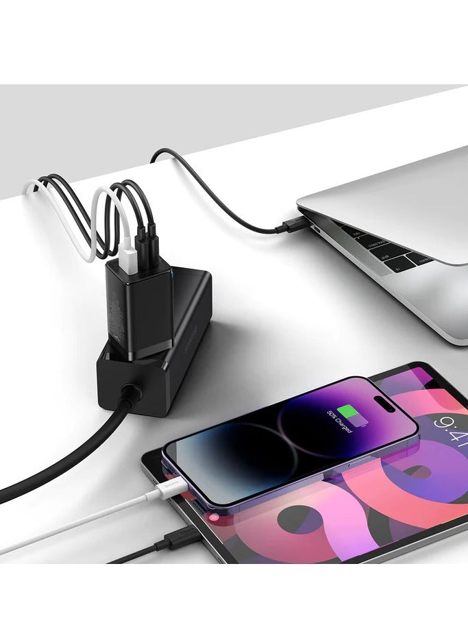 Baseus - Baseus GaN5 Pro Fast Charger 2C+U 65W  EU  (Include：Baseus Xiaobai series fast charging Cable Type-C  to Type-C 100W(20V/5A) 1m Black） Black - Image 1