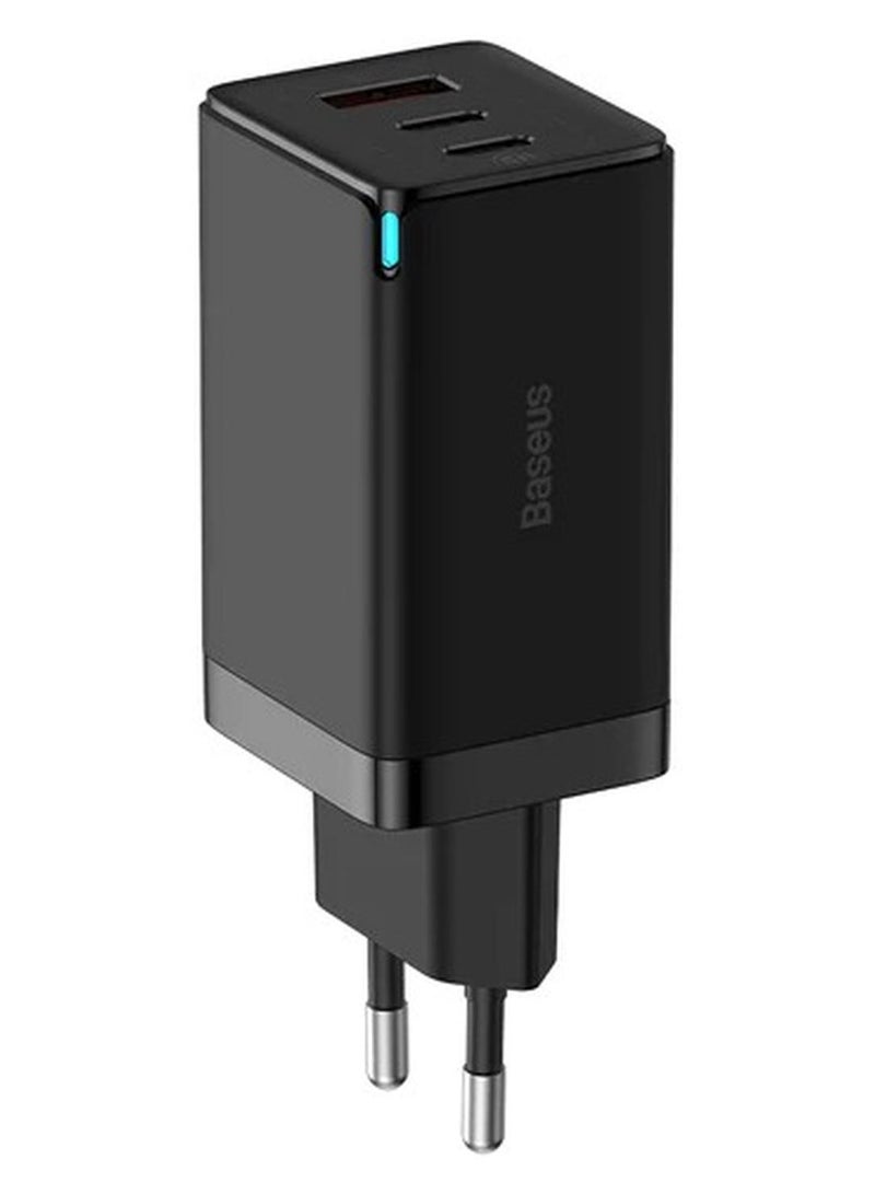 Baseus GaN5 Pro Fast Charger 2C+U 65W  EU  (Include：Baseus Xiaobai series fast charging Cable Type-C  to Type-C 100W(20V/5A) 1m Black） Black - Image 1