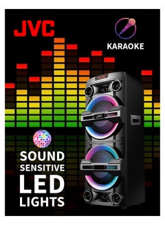 JVC Portable Bluetooth Party Speaker With 2000W PMPO Output, 6-Hour Battery Backup, Sound-Sensitive LED Lights, And Portable Microphone XS-N6113PB Black  - Image 2