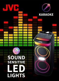JVC Portable Bluetooth Party Speaker | 1200W PMPO Output | 3Hours Battery Backup | Builds In Sound Sensitive LED lights With portable Microphone XS-N4213PB Black  - Image 2