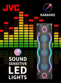 JVC Portable Party Speaker With bluetooth And Wireless Microphone 100W XS-N6123PB Black  - Image 2