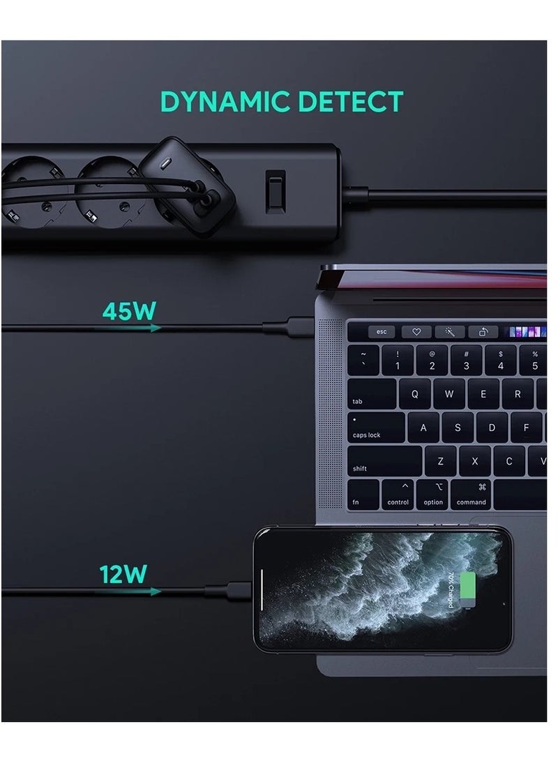 PA-B3 65W USB C GaN PD Charger - Omnia GaN Chip - Dynamic Detect - High-Speed Charging - Dual-Device Charging - Safe & Reliable White