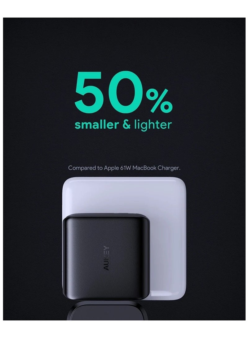 PA-B3 65W USB C GaN PD Charger - Omnia GaN Chip - Dynamic Detect - High-Speed Charging - Dual-Device Charging - Safe & Reliable White