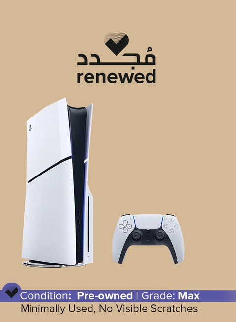 تم تجديده - نسخة قرص وحدة التحكم PlayStation 5 Slim مع وحدة التحكم - موديل جديد 2023 (الإصدار الدولي)