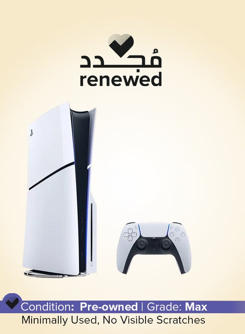 تم تجديده - نسخة قرص وحدة التحكم PlayStation 5 Slim مع وحدة التحكم - موديل جديد 2023 (الإصدار الدولي)