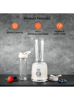 Personal Blender With 2 Speed & Pulse Mode , 6 Pcs Stainless Steel Blades, 2 Pcs BPA Free Tritan Bottles, AC Motor, PP Housing, Non Slipping Foot 0.6 L 300 W GSB44113 White - pnsku/N70047879V/45/_/1709729389/c12450f2-8d9f-46c0-b774-9a0c733ba85f