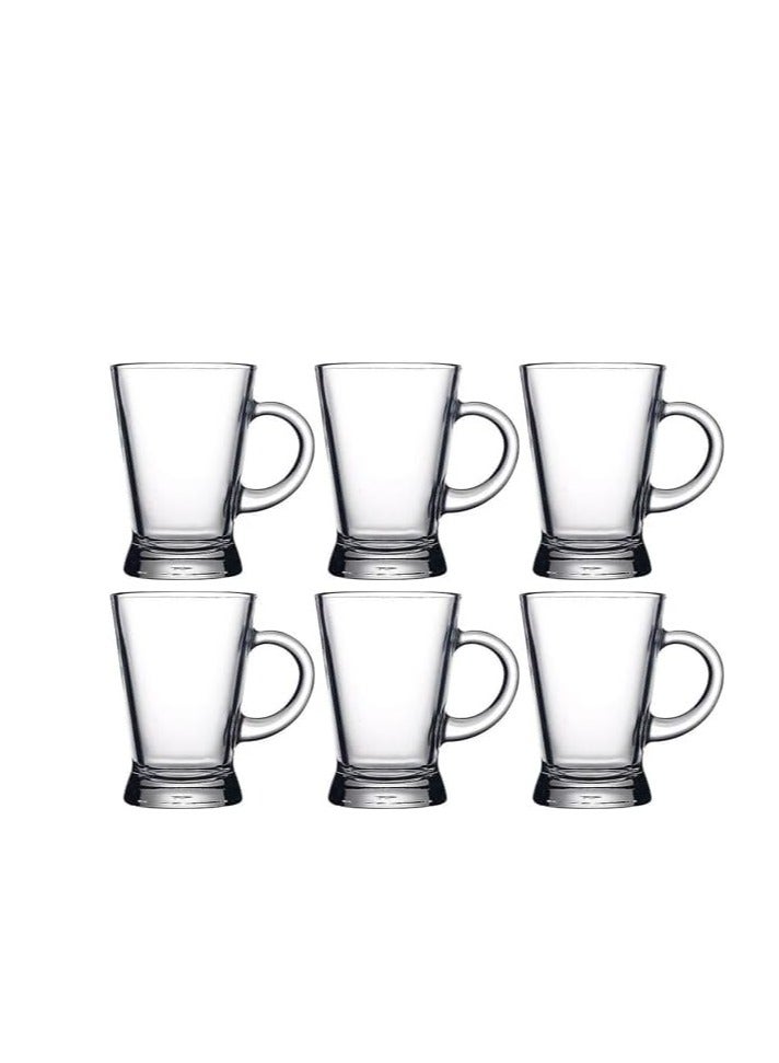 Pasabahce Pasabahce Turkish Tea Set Estekana-Heyebeli -6 Cups- (175ml) -Turkey Origin clear  - Image 1