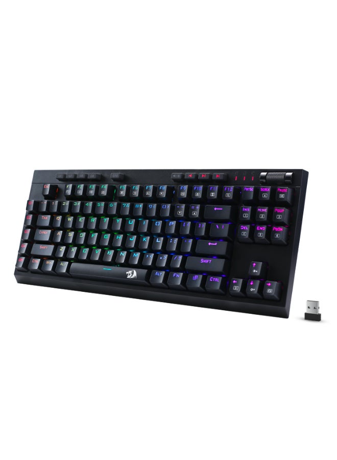 REDRAGON - K596 VISHNU 3 Modes RGB Mechanical Gaming Keyboard, 87 Keys TKL Compact Keyboard with 2400 mAh Battery - Image 1
